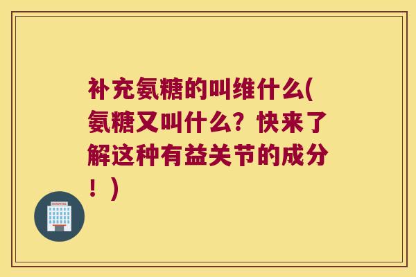 补充氨糖的叫维什么(氨糖又叫什么?快来了解这种有益关节的成分!)