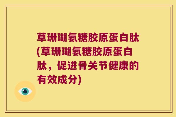 草珊瑚氨糖胶原蛋白肽(草珊瑚氨糖胶原蛋白肽,促进骨关节健康的有效成分)