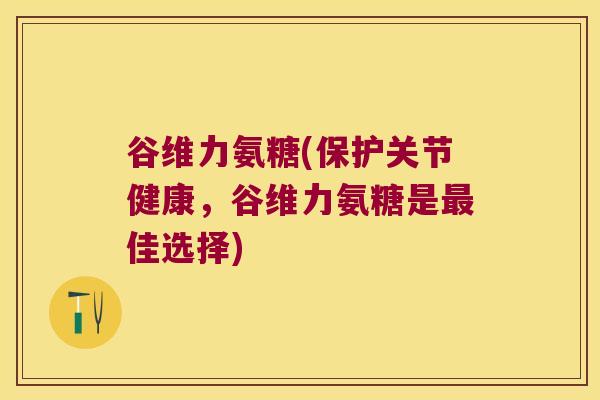 谷维力氨糖(保护关节健康,谷维力氨糖是最佳选择)