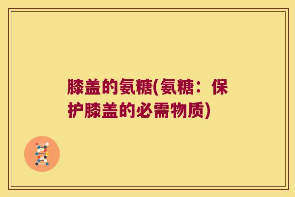膝盖的氨糖(氨糖:保护膝盖的必需物质)