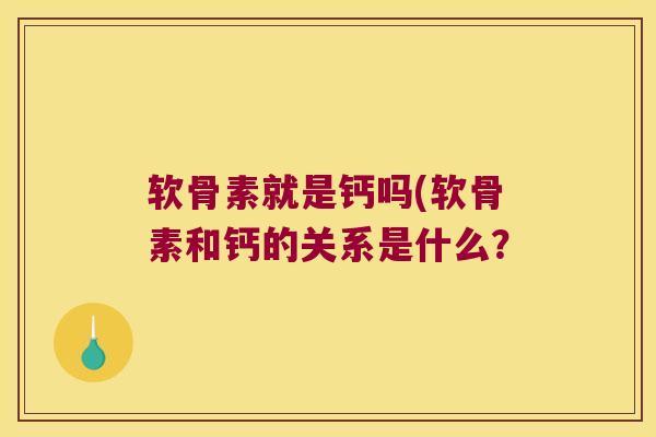 软骨素就是钙吗(软骨素和钙的关系是什么?