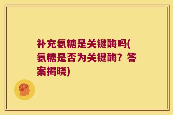 补充氨糖是关键酶吗(氨糖是否为关键酶？答案揭晓)