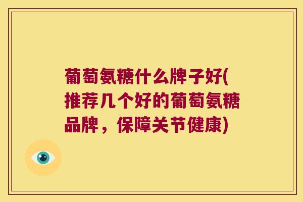 葡萄氨糖什么牌子好(推荐几个好的葡萄氨糖品牌,保障关节健康)