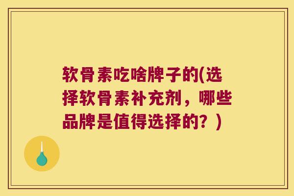 软骨素吃啥牌子的(选择软骨素补充剂,哪些品牌是值得选择的?)
