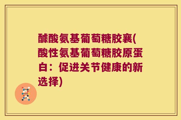 醵酸氨基葡萄糖胶襄(酸性氨基葡萄糖胶原蛋白:促进关节健康的新选择)