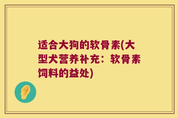 适合大狗的软骨素(大型犬营养补充:软骨素饲料的益处)