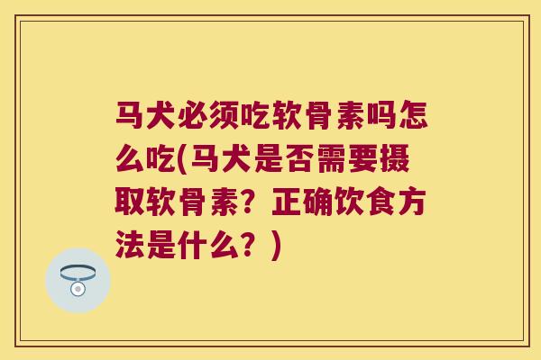 马犬必须吃软骨素吗怎么吃(马犬是否需要摄取软骨素?正确饮食方法是什么?)