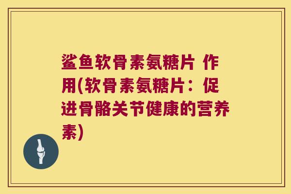 鲨鱼软骨素氨糖片 作用(软骨素氨糖片:促进骨骼关节健康的营养素)