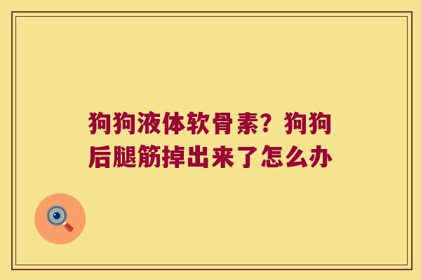 狗狗液体软骨素?狗狗后腿筋掉出来了怎么办