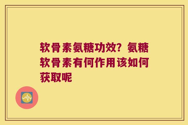 软骨素氨糖功效？氨糖软骨素有何作用该如何获取呢