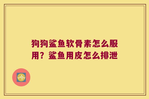 狗狗鲨鱼软骨素怎么服用?鲨鱼用皮怎么排泄