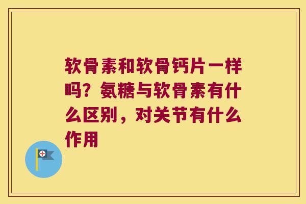 软骨素和软骨钙片一样吗?氨糖与软骨素有什么区别,对关节有什么作用