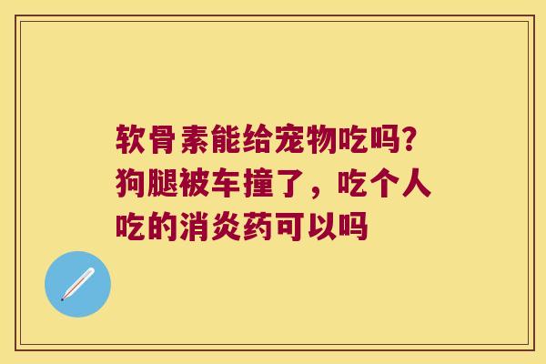 软骨素能给宠物吃吗?狗腿被车撞了,吃个人吃的消炎药可以吗