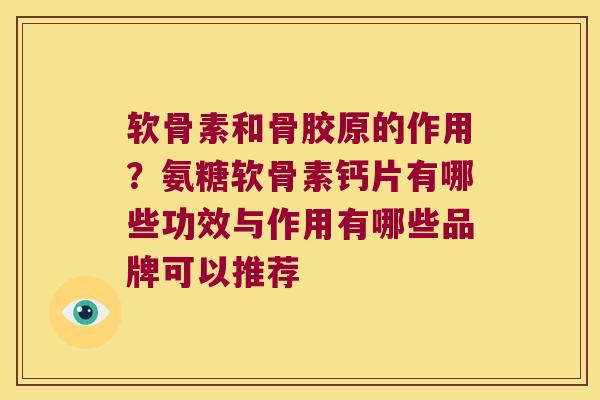 软骨素和骨胶原的作用?氨糖软骨素钙片有哪些功效与作用有哪些品牌可以推荐