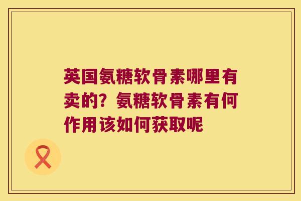 英国氨糖软骨素哪里有卖的?氨糖软骨素有何作用该如何获取呢