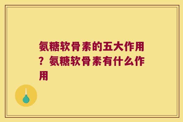 氨糖软骨素的五大作用?氨糖软骨素有什么作用