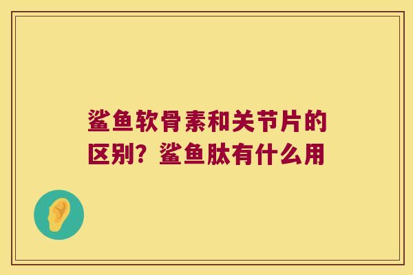 鲨鱼软骨素和关节片的区别?鲨鱼肽有什么用