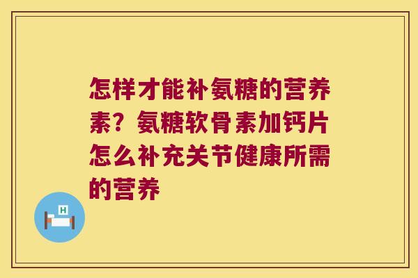 怎样才能补氨糖的营养素?氨糖软骨素加钙片怎么补充关节健康所需的营养