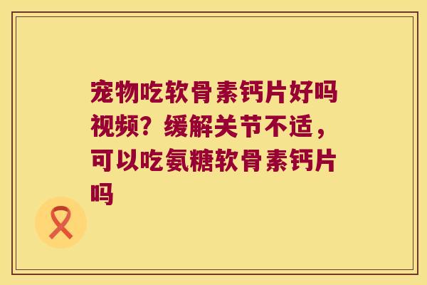 宠物吃软骨素钙片好吗视频?缓解关节不适,可以吃氨糖软骨素钙片吗