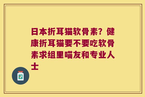 日本折耳猫软骨素?健康折耳猫要不要吃软骨素求组里喵友和专业人士