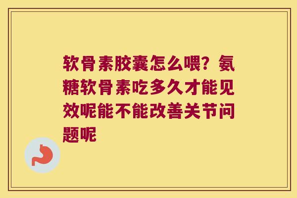 软骨素胶囊怎么喂?氨糖软骨素吃多久才能见效呢能不能改善关节问题呢
