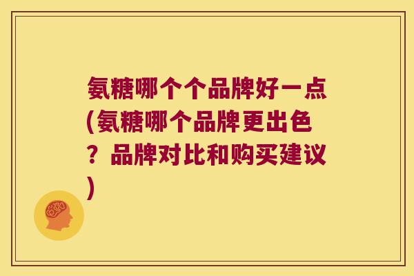 氨糖哪个个品牌好一点(氨糖哪个品牌更出色？品牌对比和购买建议)