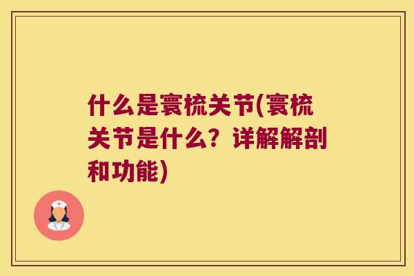 什么是寰梳关节(寰梳关节是什么？详解解剖和功能)