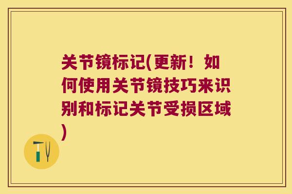 关节镜标记(更新!如何使用关节镜技巧来识别和标记关节受损区域)