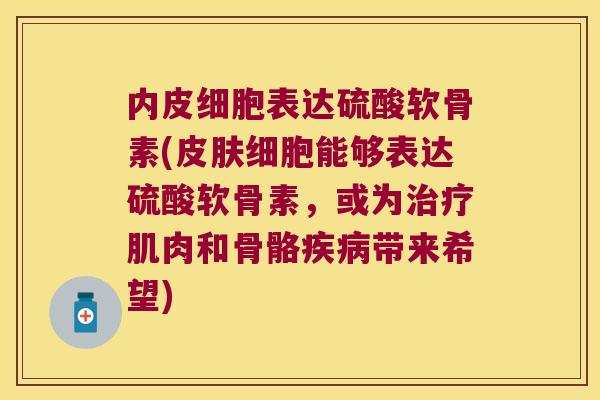 内皮细胞表达硫酸软骨素(皮肤细胞能够表达硫酸软骨素,或为治疗肌肉和骨骼疾病带来希望)