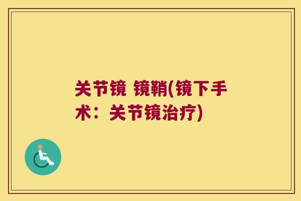 关节镜 镜鞘(镜下手术:关节镜治疗)