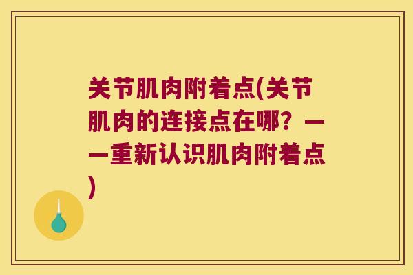 关节肌肉附着点(关节肌肉的连接点在哪?——重新认识肌肉附着点)