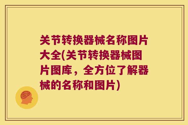 关节转换器械名称图片大全(关节转换器械图片图库,全方位了解器械的名称和图片)