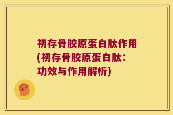 初存骨胶原蛋白肽作用(初存骨胶原蛋白肽:功效与作用解析)
