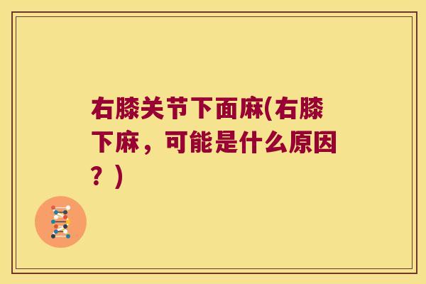 右膝关节下面麻(右膝下麻,可能是什么原因?)