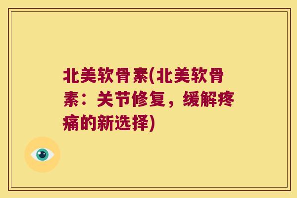 北美软骨素(北美软骨素:关节修复,缓解疼痛的新选择)