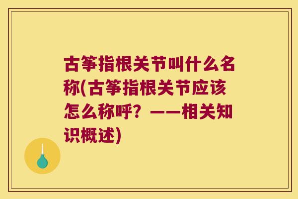 古筝指根关节叫什么名称(古筝指根关节应该怎么称呼?——相关知识概述)