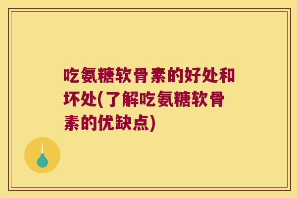 吃氨糖软骨素的好处和坏处(了解吃氨糖软骨素的优缺点)