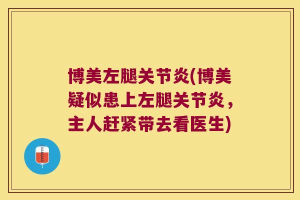 博美左腿关节炎(博美疑似患上左腿关节炎,主人赶紧带去看医生)