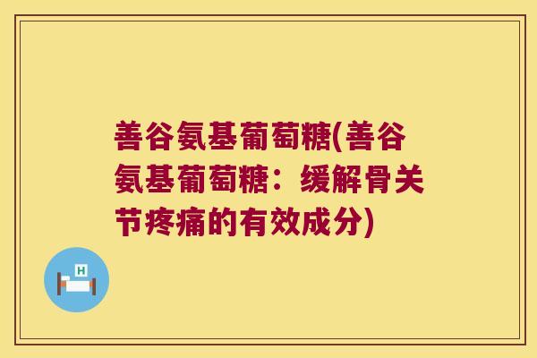 善谷氨基葡萄糖(善谷氨基葡萄糖:缓解骨关节疼痛的有效成分)