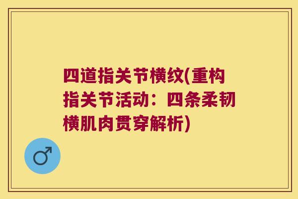 四道指关节横纹(重构指关节活动：四条柔韧横肌肉贯穿解析)