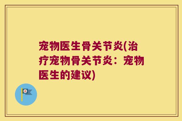 宠物医生骨关节炎(治疗宠物骨关节炎:宠物医生的建议)