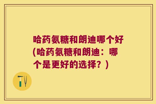 哈药氨糖和朗迪哪个好(哈药氨糖和朗迪:哪个是更好的选择?)