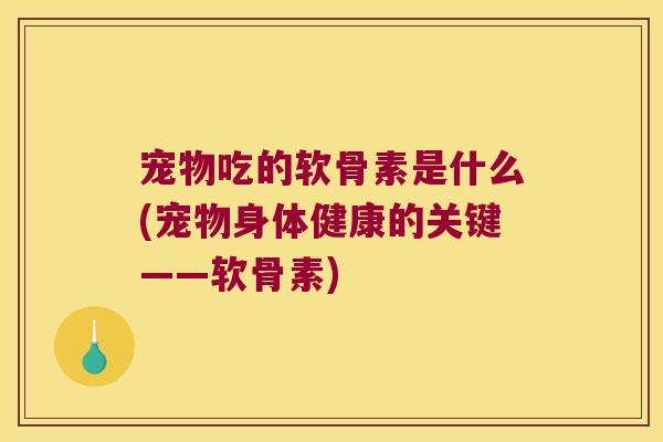 宠物吃的软骨素是什么(宠物身体健康的关键——软骨素) 宠物吃的软骨素是什么(宠物身体健康的关键——软骨素)