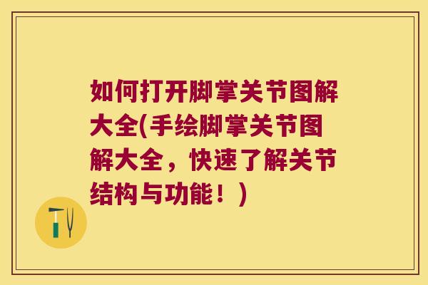 如何打开脚掌关节图解大全(手绘脚掌关节图解大全,快速了解关节结构与功能!)