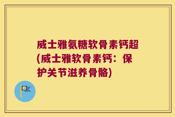 威士雅氨糖软骨素钙超(威士雅软骨素钙:保护关节滋养骨骼)