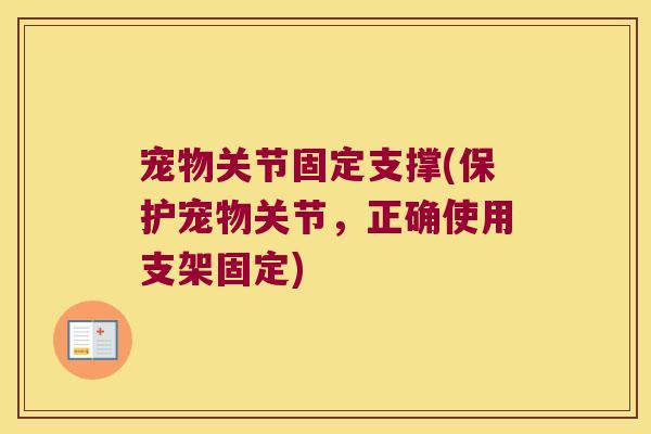 宠物关节固定支撑(保护宠物关节,正确使用支架固定)