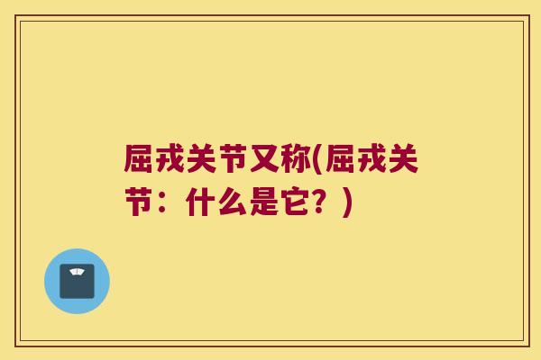 屈戎关节又称(屈戎关节:什么是它?)