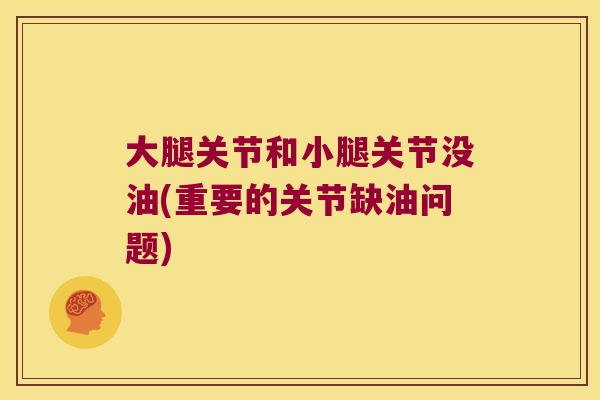 大腿关节和小腿关节没油(重要的关节缺油问题)