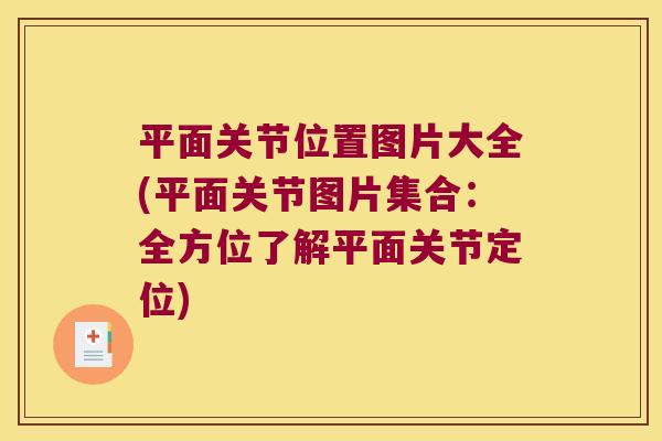 平面关节位置图片大全(平面关节图片集合:全方位了解平面关节定位)