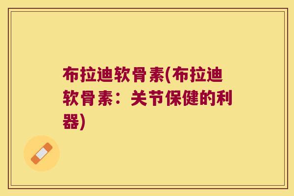 布拉迪软骨素(布拉迪软骨素:关节保健的利器)